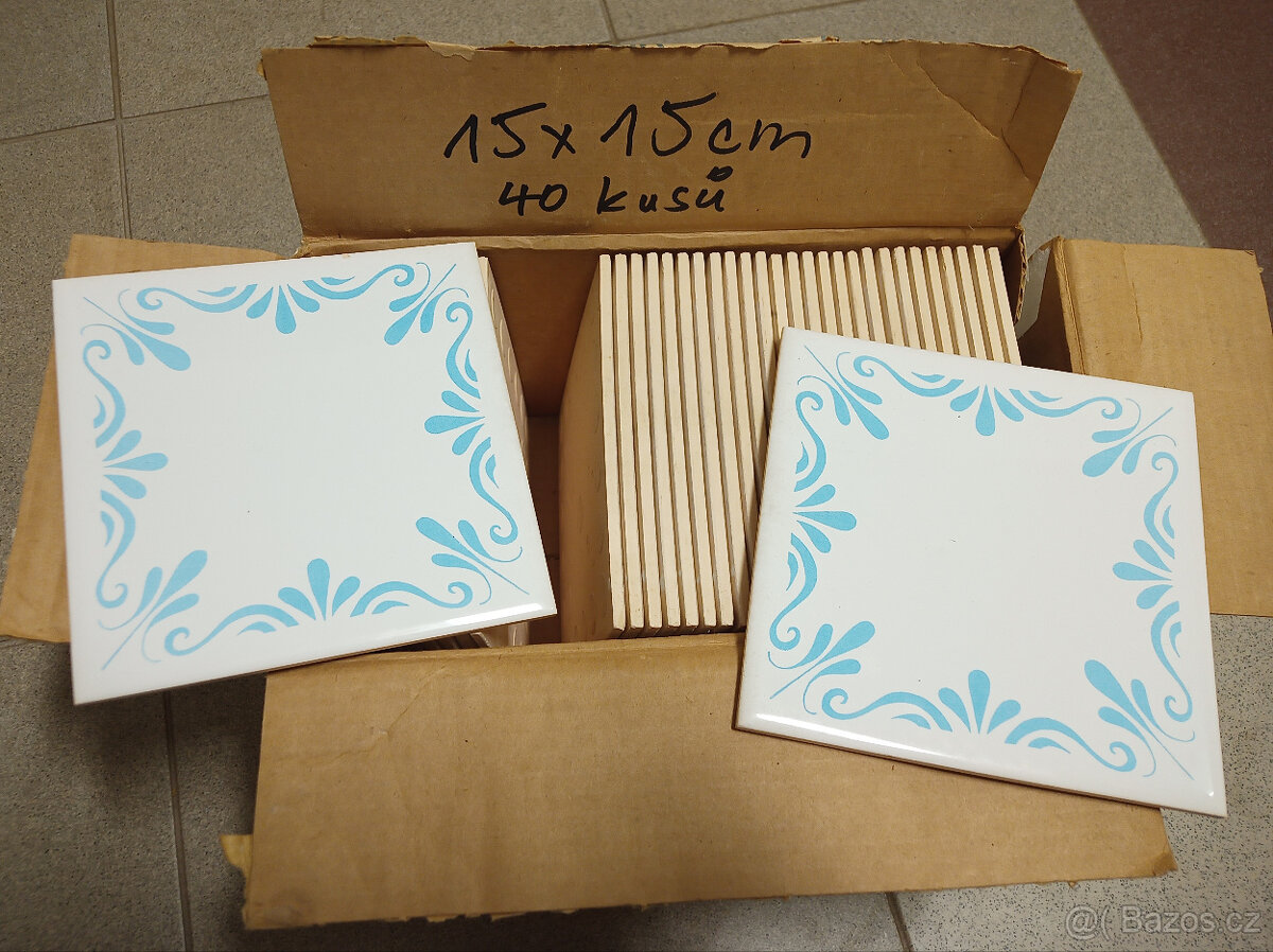 Obklad 15x15cm 0,9m2 bílo modré obkladačky