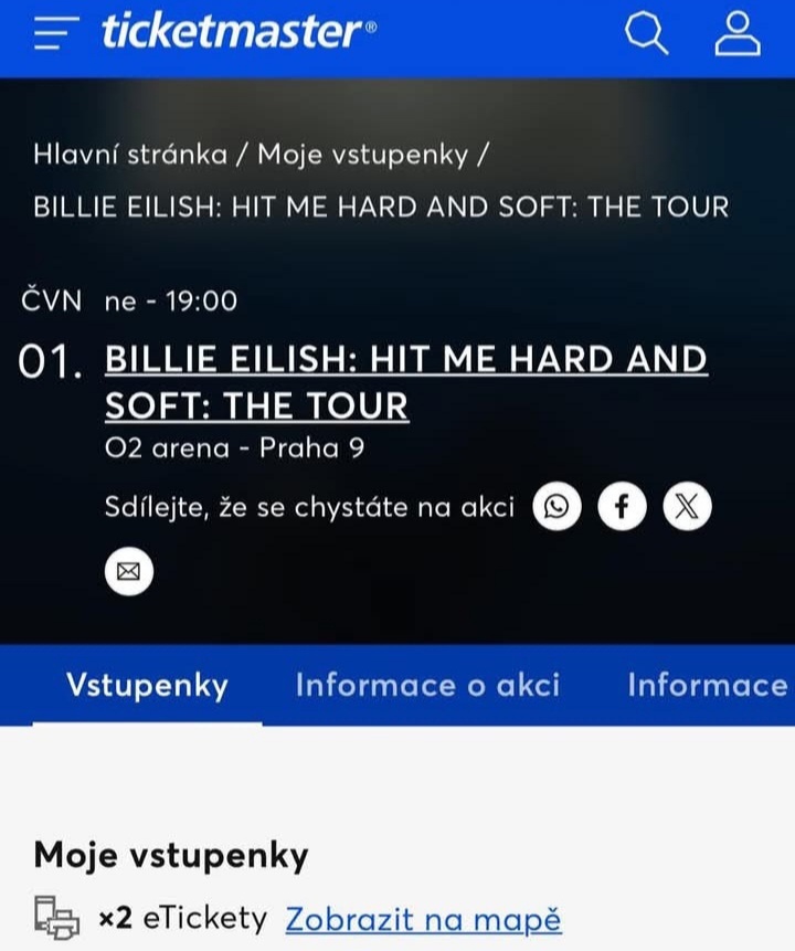 Lístky na Billie Eilish 2025 (Praha)