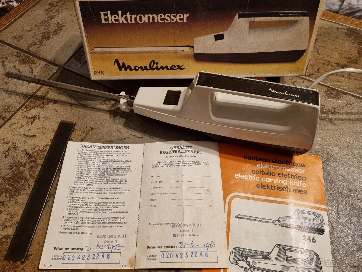 Retro elektrický nůž na maso Moulinex