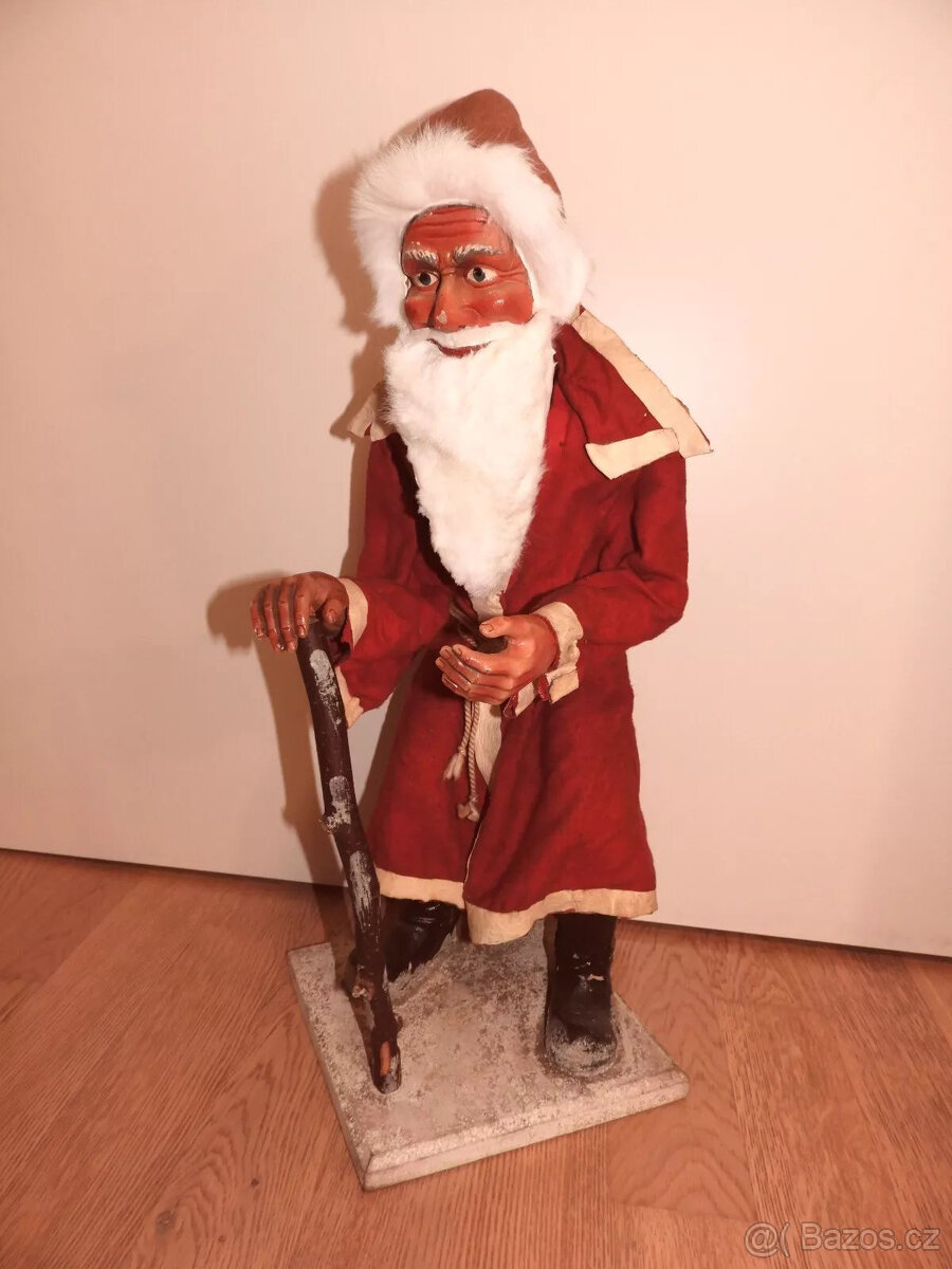 Starožitná kývačka na hlavu Santa Clause +67 cm+ kolem roku