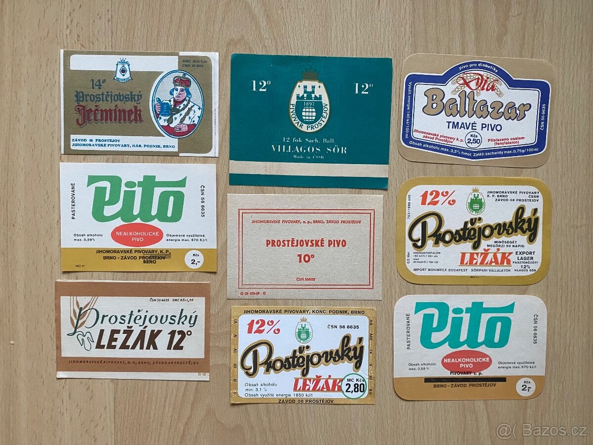 Pivní etikety Pelhřimov, Prostějov