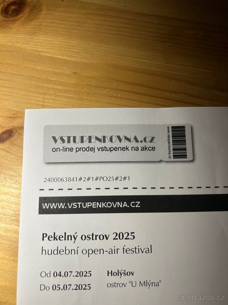 Lístky na Pekelný ostrov lístky na dva dny