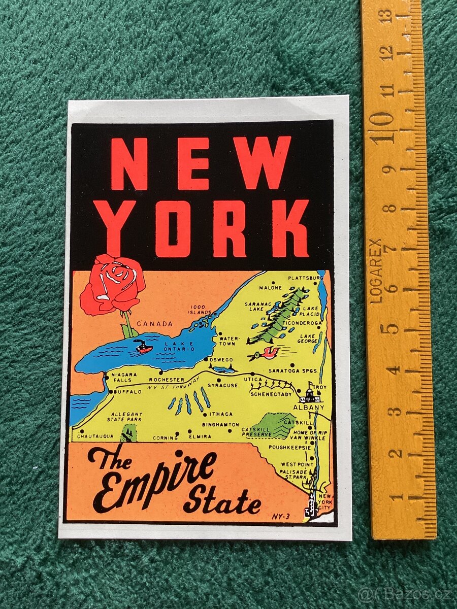 Samolepky - obtisky dobové na kufr New York a Chicago