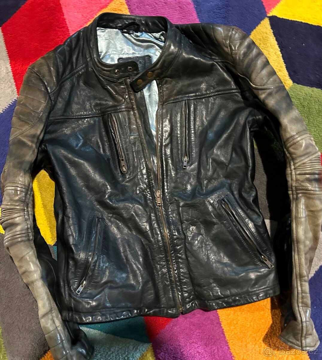 AJS  MOTORS pánské kožená 100% leather bunda na motorku 58💪