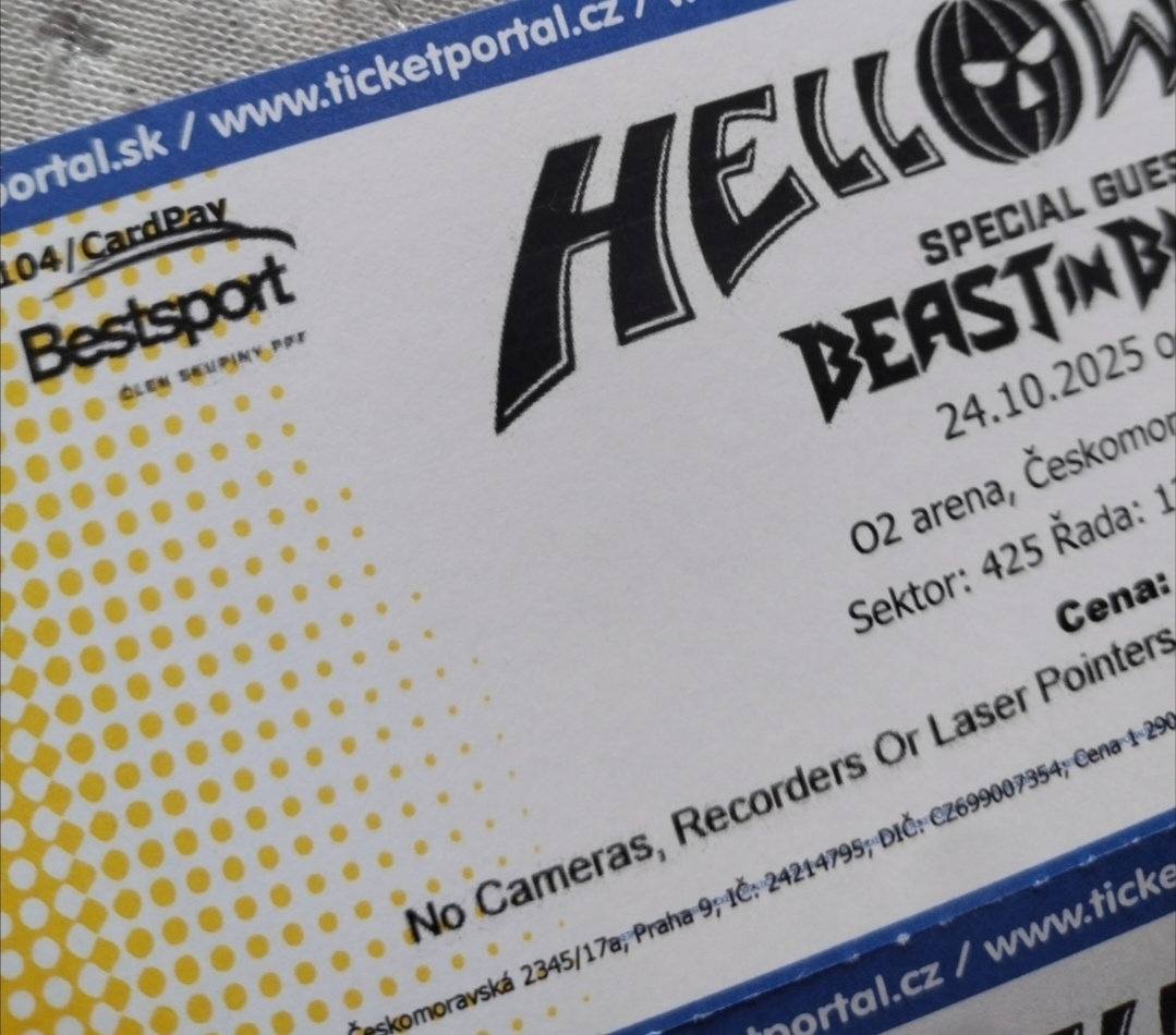 HELLOWEEN 24.10.2025 Praha O2 arena - prodám 2 lístky.