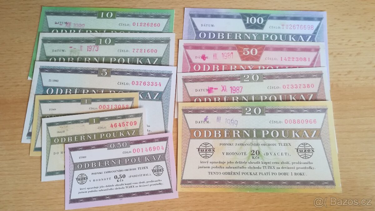 sada 10 kusů Tuzexové poukázky, bony