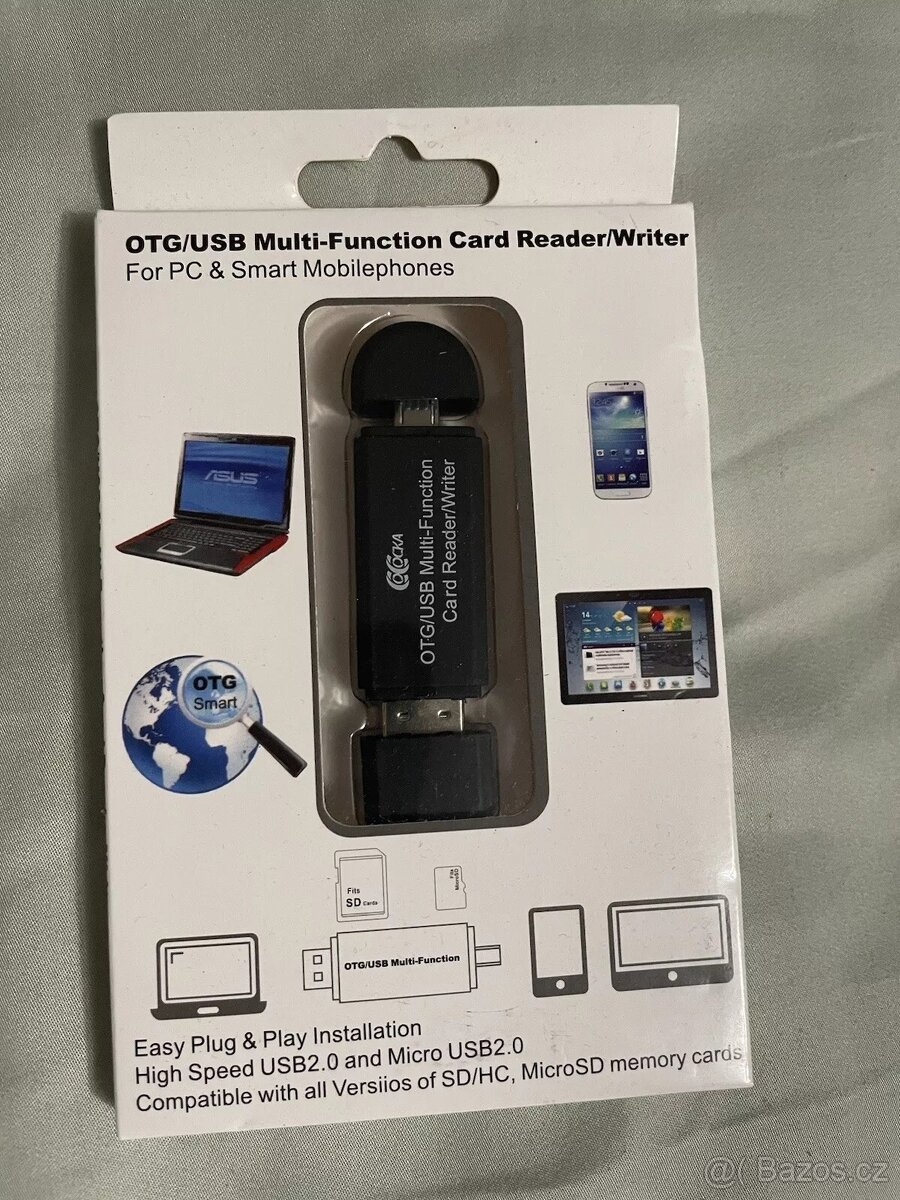 Micro USB - USB 2.0 adaptér, čtečka paměťových karet