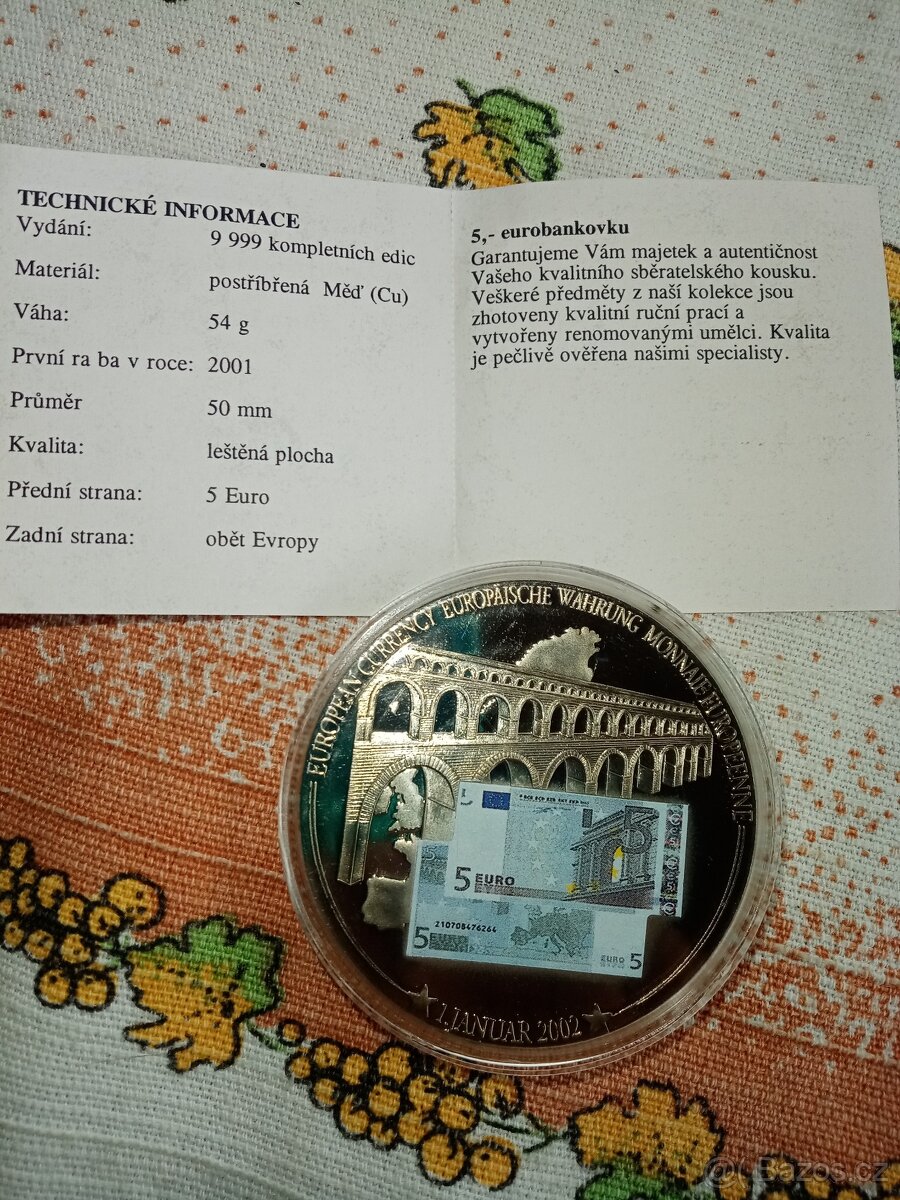 Mince 5 euro bankovka