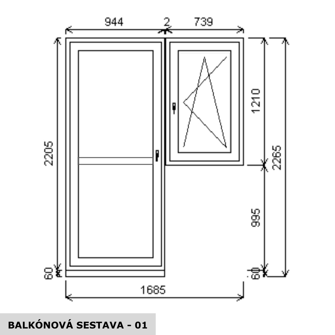 Balkonová sestava – 1685 × 2305 mm