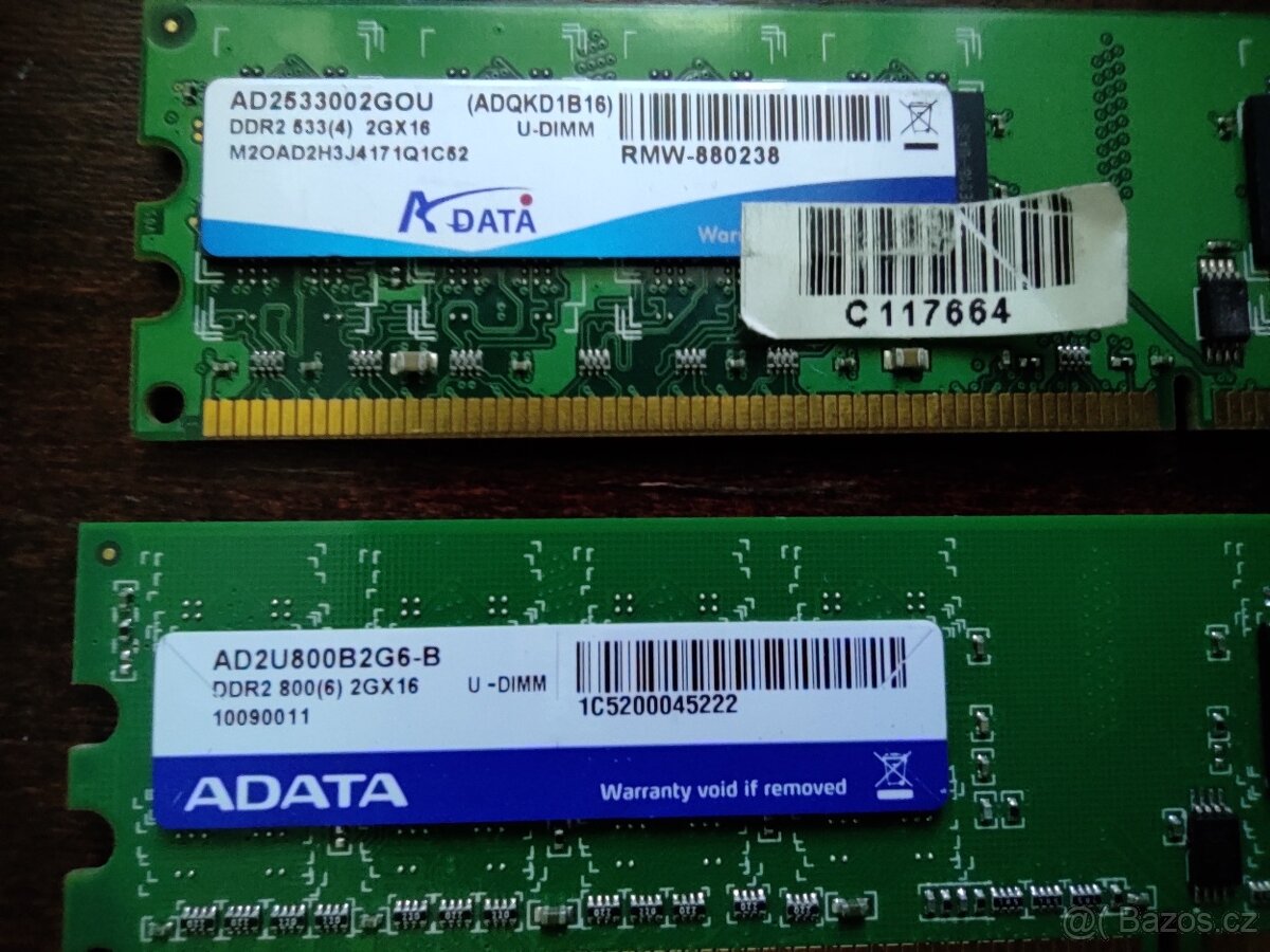 2x Paměť RAM Adata 2GB U-DIMM