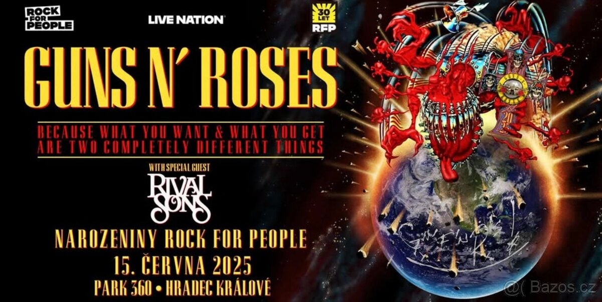 2x Vstupenka Guns N' Roses - Rock for People 2025