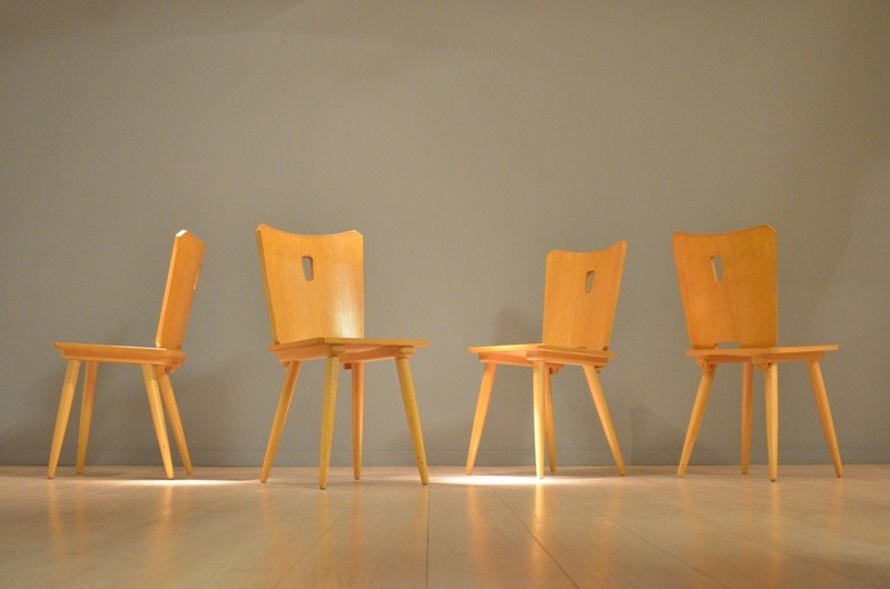 4 x masivní židle Carl Malmsten 1960