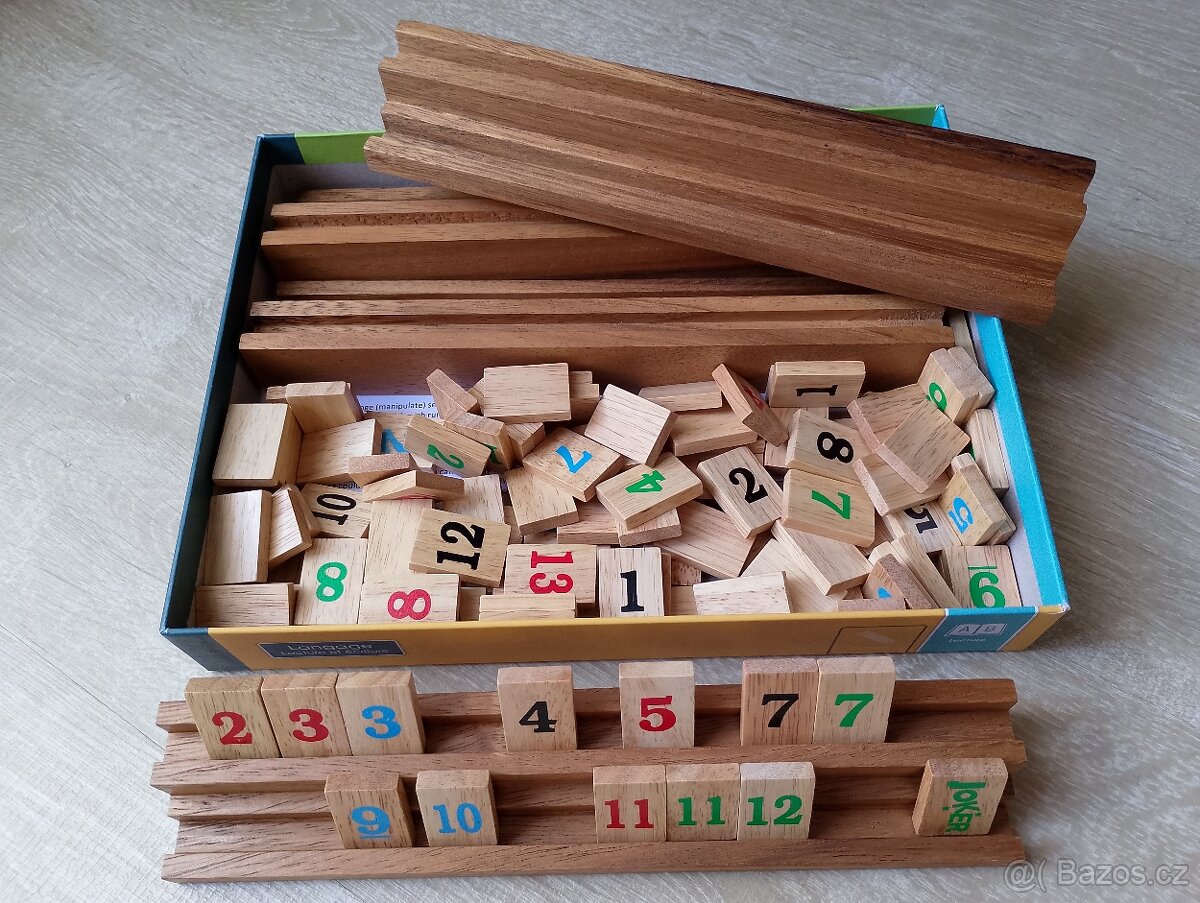 Rummy / Rummikub - dřevěná logická hra s čísly