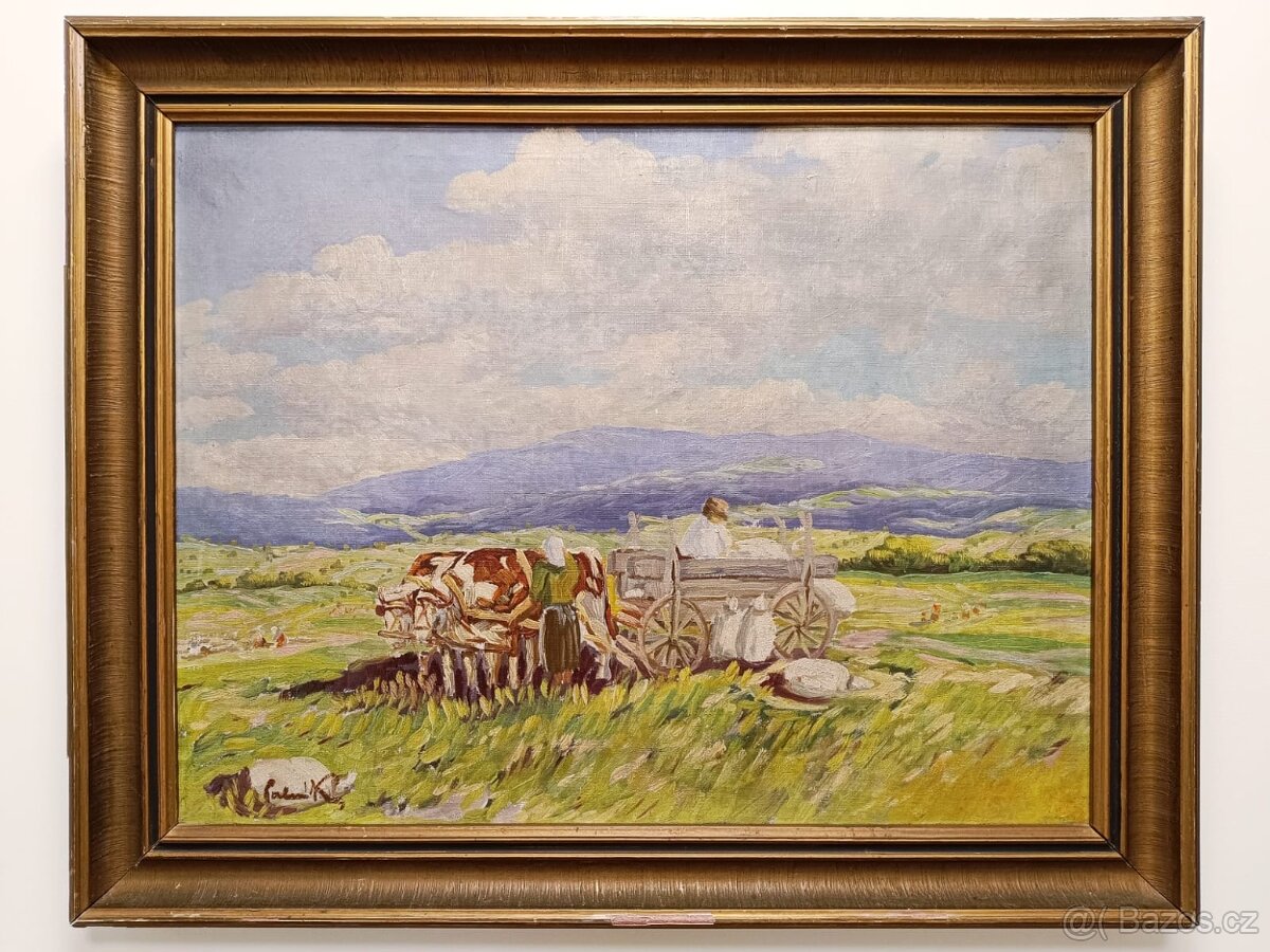 Obraz Kravský povoz, olej na plátně 67x83