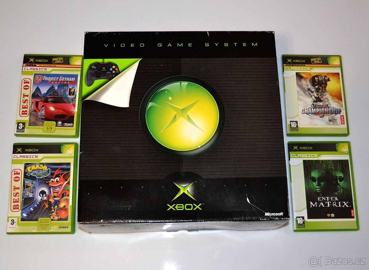 Xbox Video Game System + 4 hry