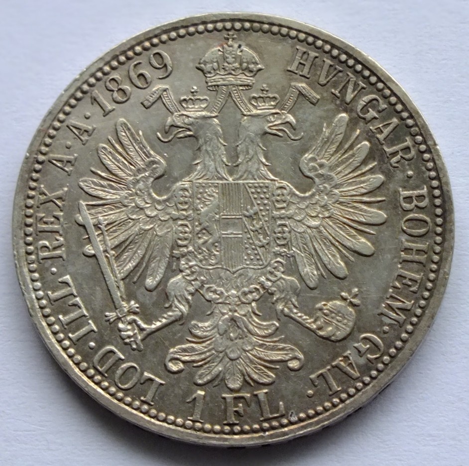 Frant. Josef, zlatník (Gulden, florin) 1869 A, Ag 900