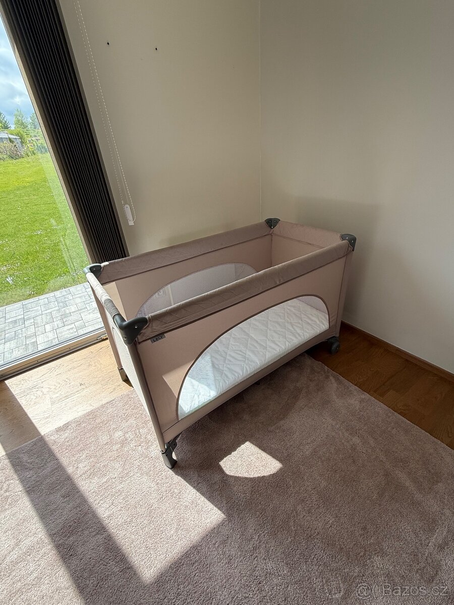 Dětská postýlka ZOPA skládací Lely Sand Beig + matrace