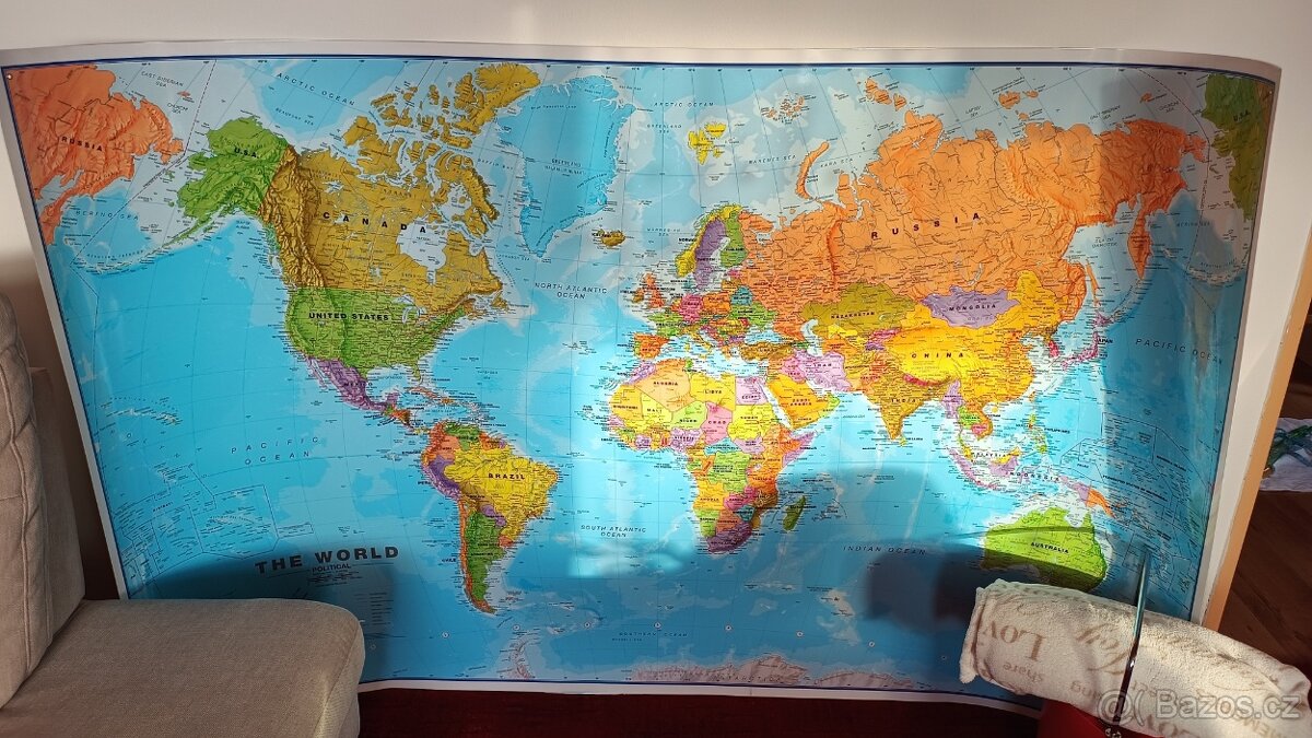 Politická mapa světa laminát 1,2x2 metry