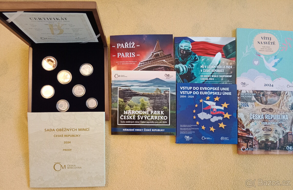 PRODÁM SADY OBĚŽNÝCH MINCÍ 2024 - BU + PROOF - KOMPLET