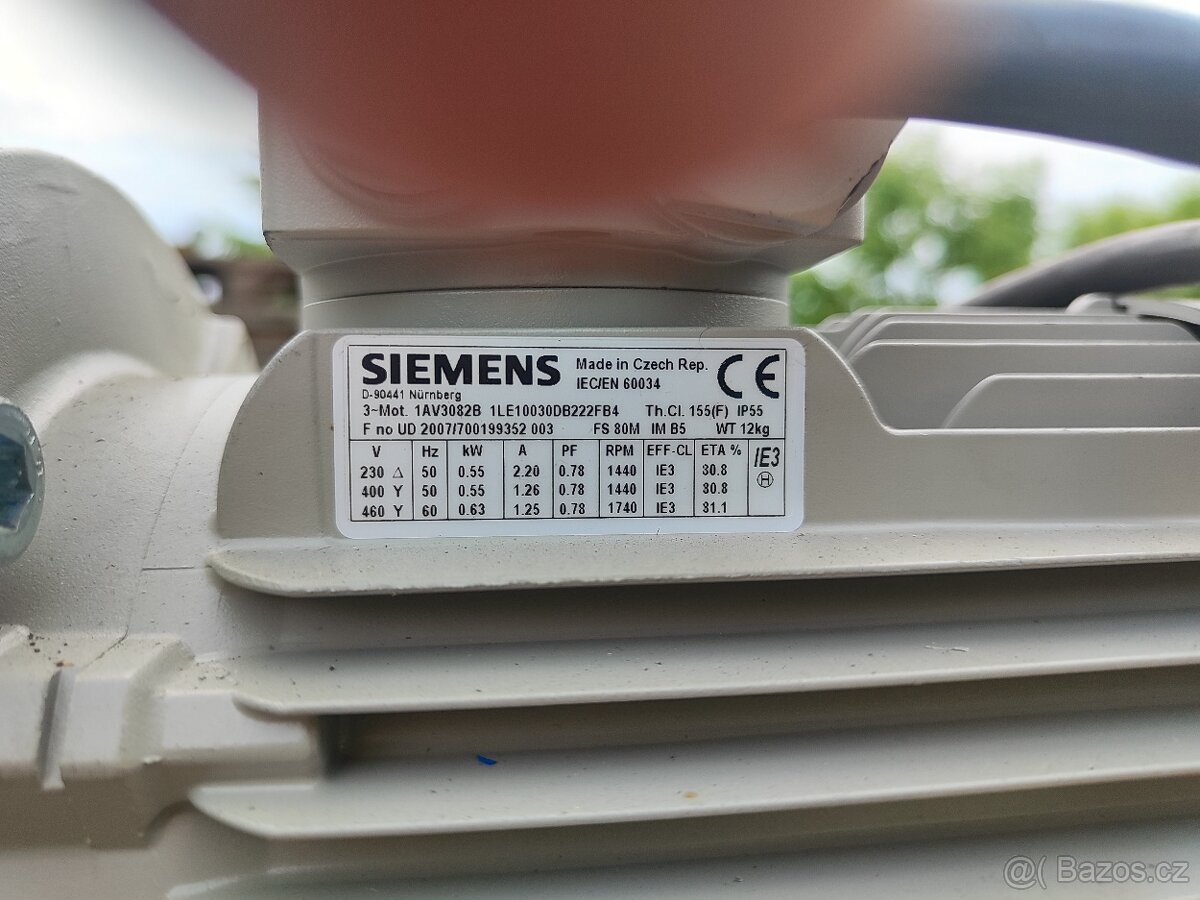 elektromotor s převodovkou + frekvenční měnič