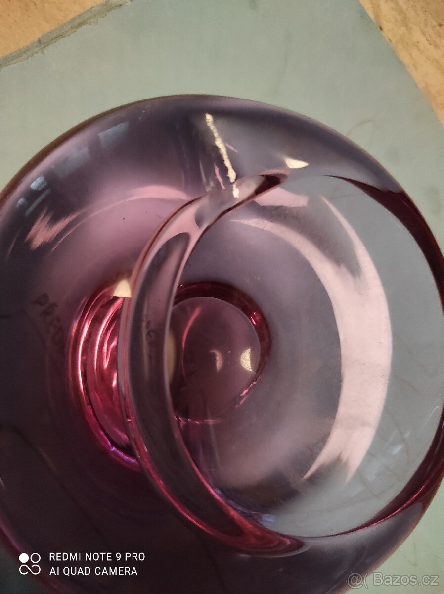 Hutní sklo popelník a vázička