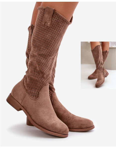 AŽUROVÉ DÁMSKÉ KOZAČKY BÉŽOVÉ S.BARSKI VEL.37