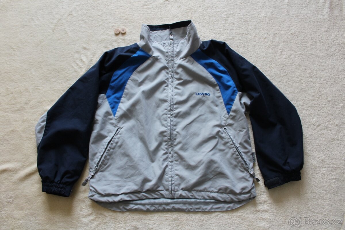 Dětská sportovní bunda LEWRO, vel. 140-146 (modrá/šedá)