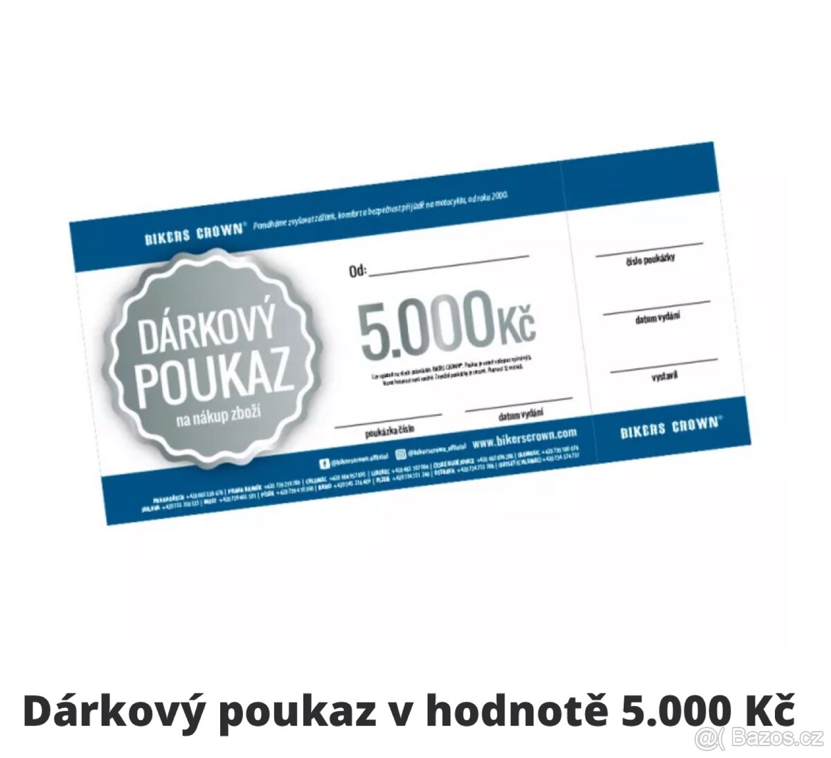 Prodám/vyměním dárkový poukaz Bikers crown 15.000 za 12.000