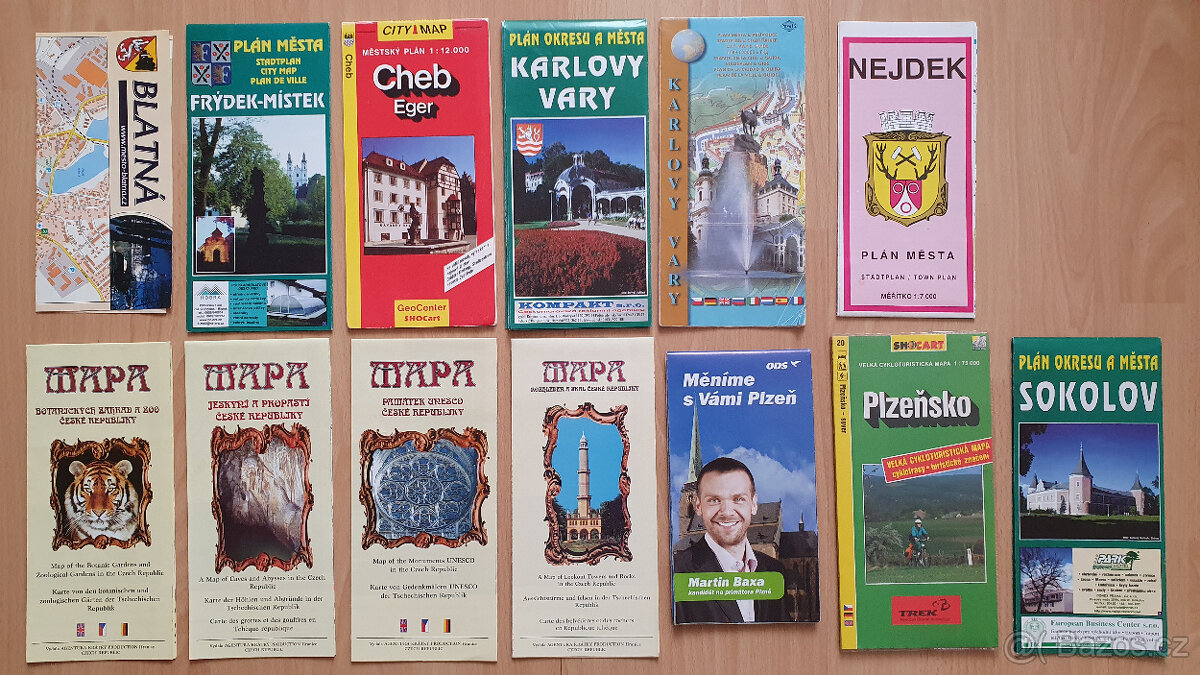 Staré turistické mapy, plány měst