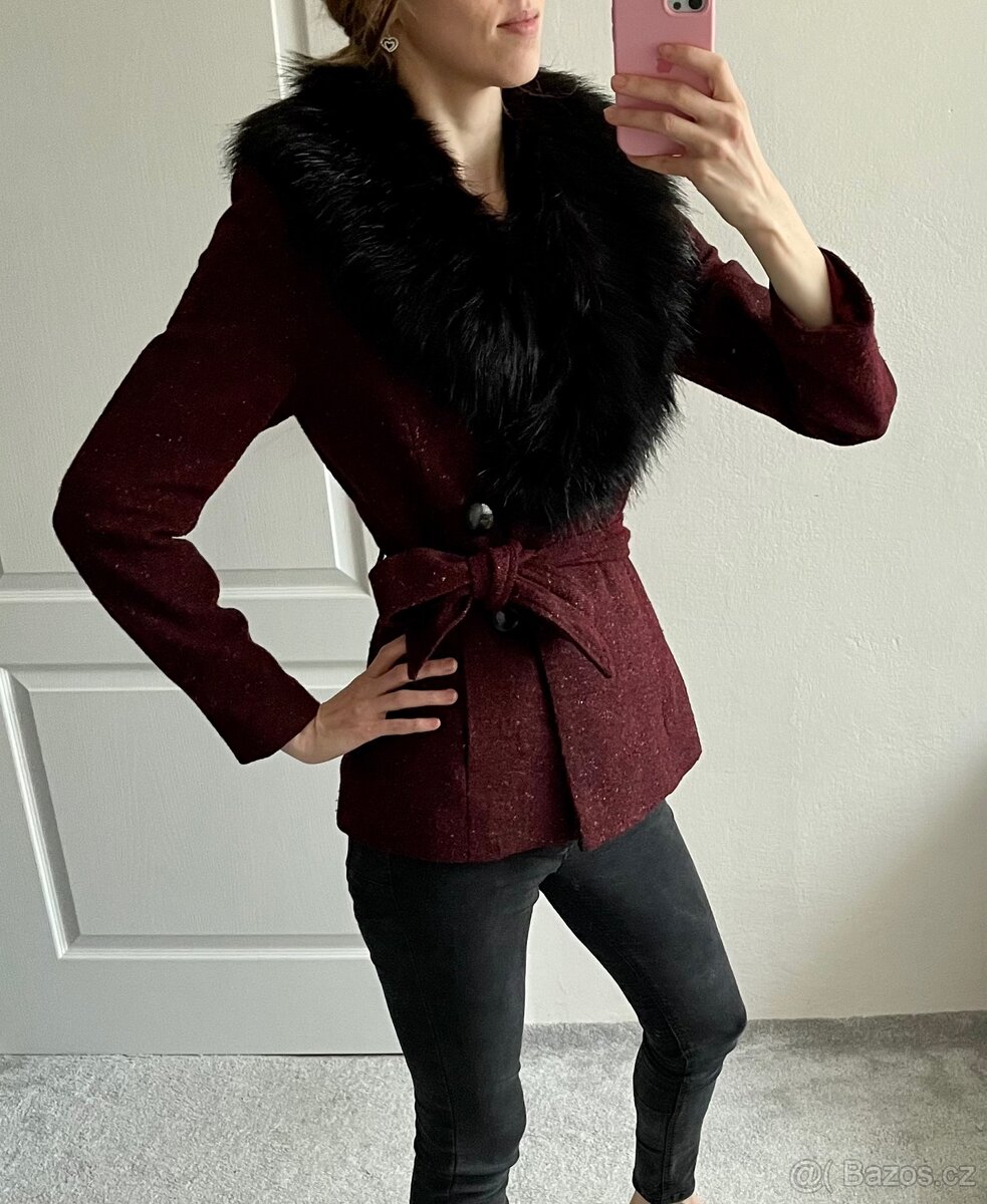 Červený jarní/podzimní kabát H&M