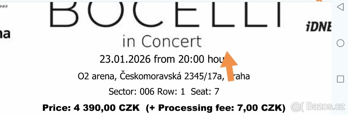 Vstupenky na Andrea Bocelli