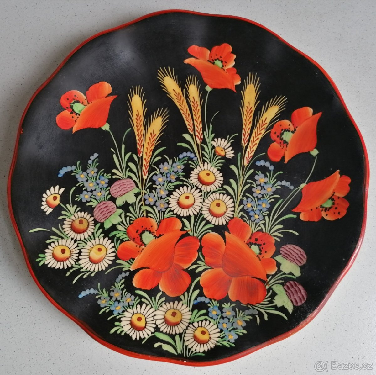 Starožitný chodský keramický talíř J. Frei Klenčí 1950, váza