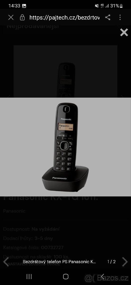 Bezdrátový telefon Panasonic KX-TG 1611