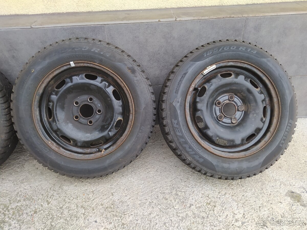 4 x Zimní pneu na ráfcích na Škoda, Vw, Seat 185/60 R14 82T
