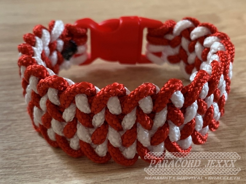 PARACORD náramek (19 cm) red - white
