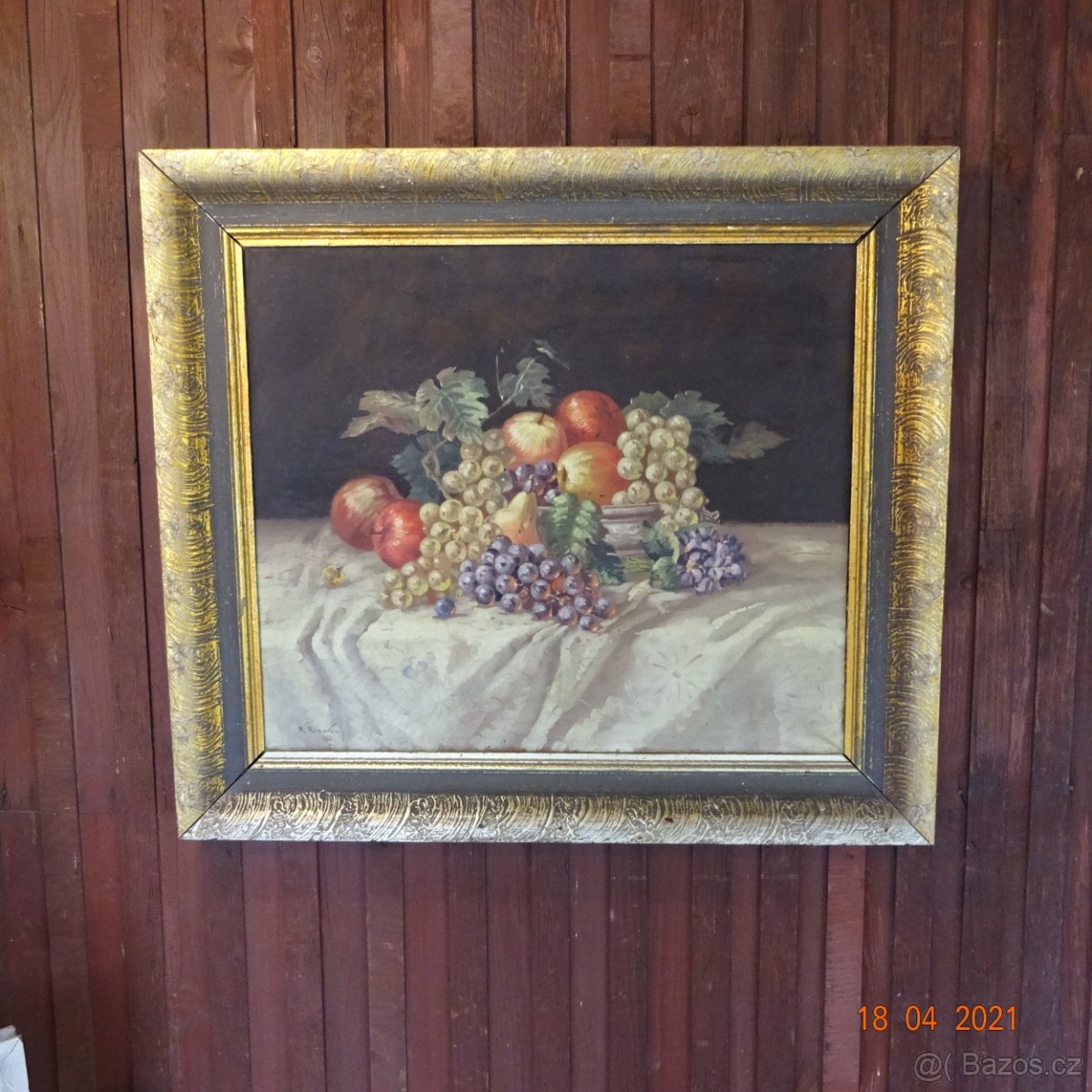 R.PETROVSKÝ ZÁTIŠÍ S OVOCEM PLATNO OLEJ 1941