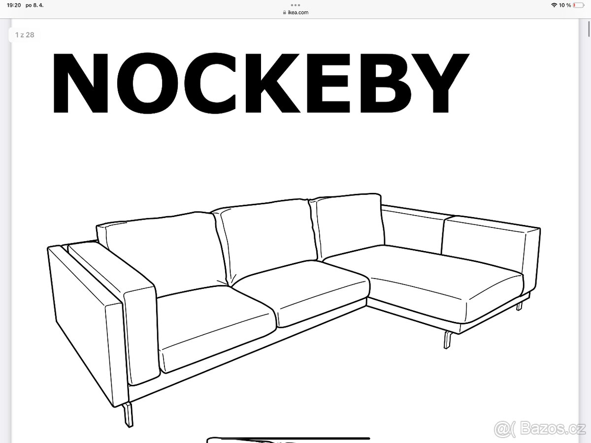 Ikea Nockeby potah sedačky - smetanová  barva , original
