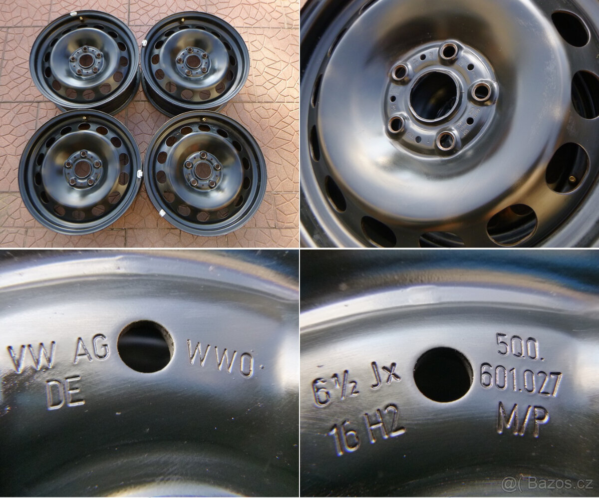 Plechové disky kola - originál Škoda VW 5x112 6,5Jx16 ET46
