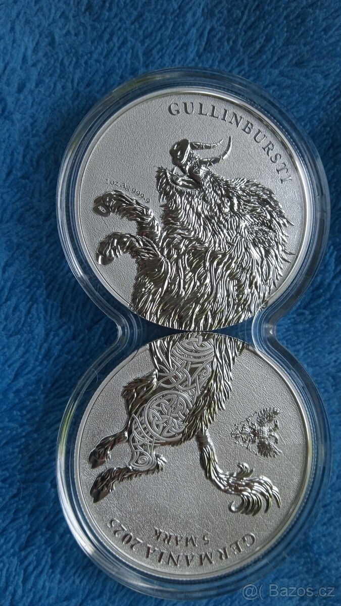 Stříbrné mince Germania Beasts - Gullinbursti 2025 - 2x1oz