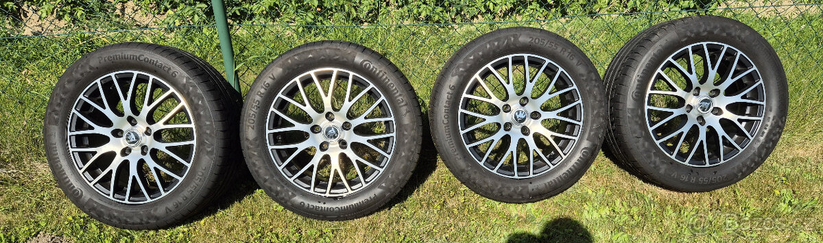 Al disky 5x112 Škoda + letní pneu 205/55/R16