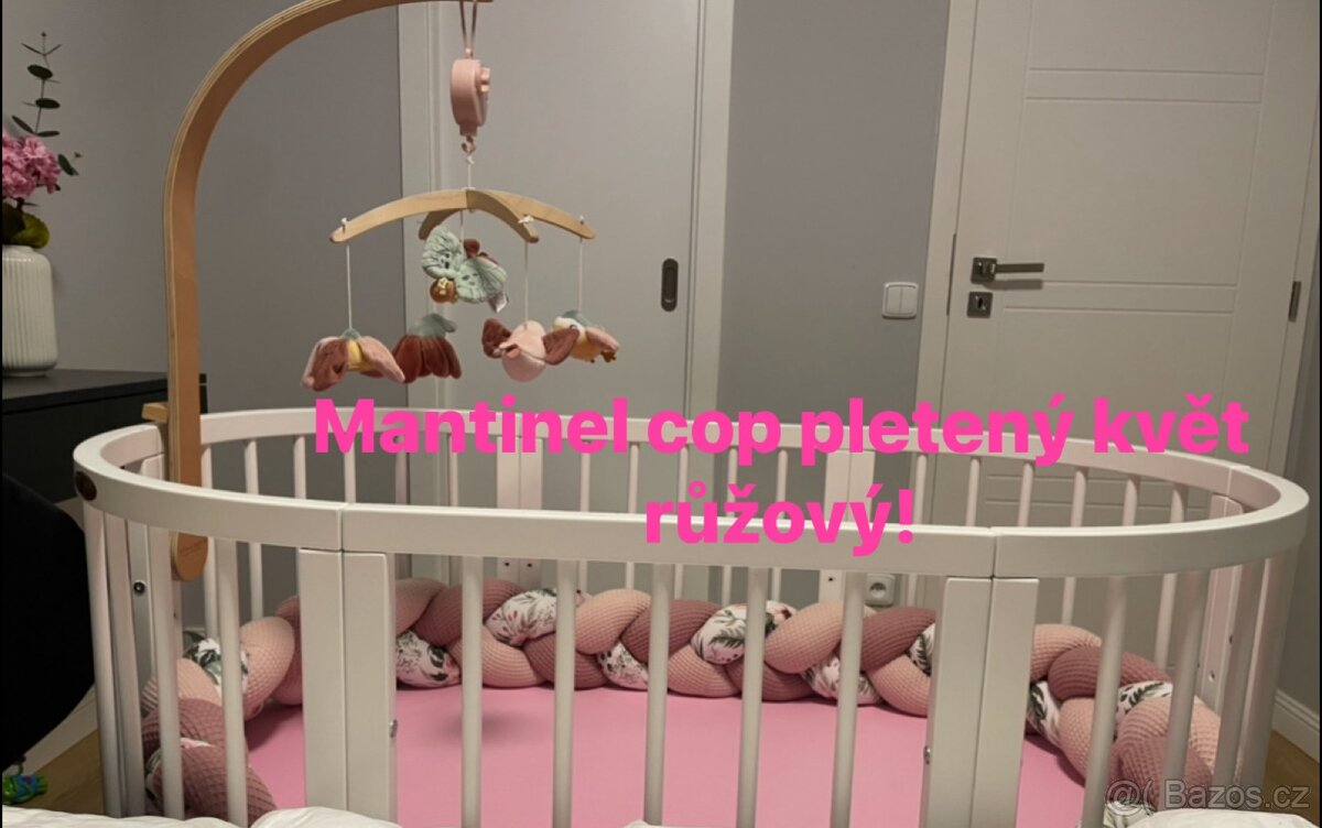 Mantinel cop pletený květ růžový