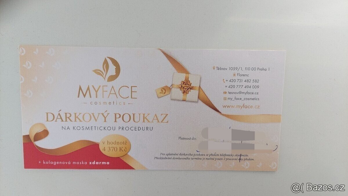 dárkový poukaz salon my face kosmetika
