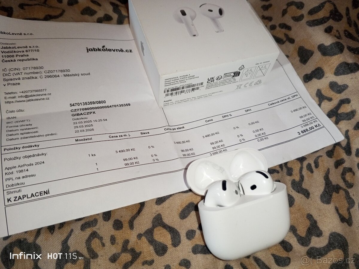 Prodám Apple Airpods 2024 Kupované v březnu za 3490,- Plně