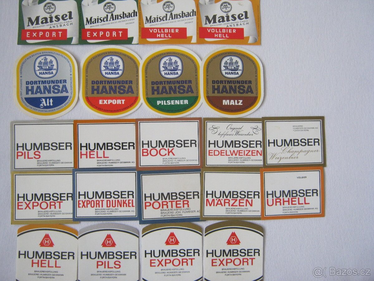 staré pivní etikety Německo 62ks