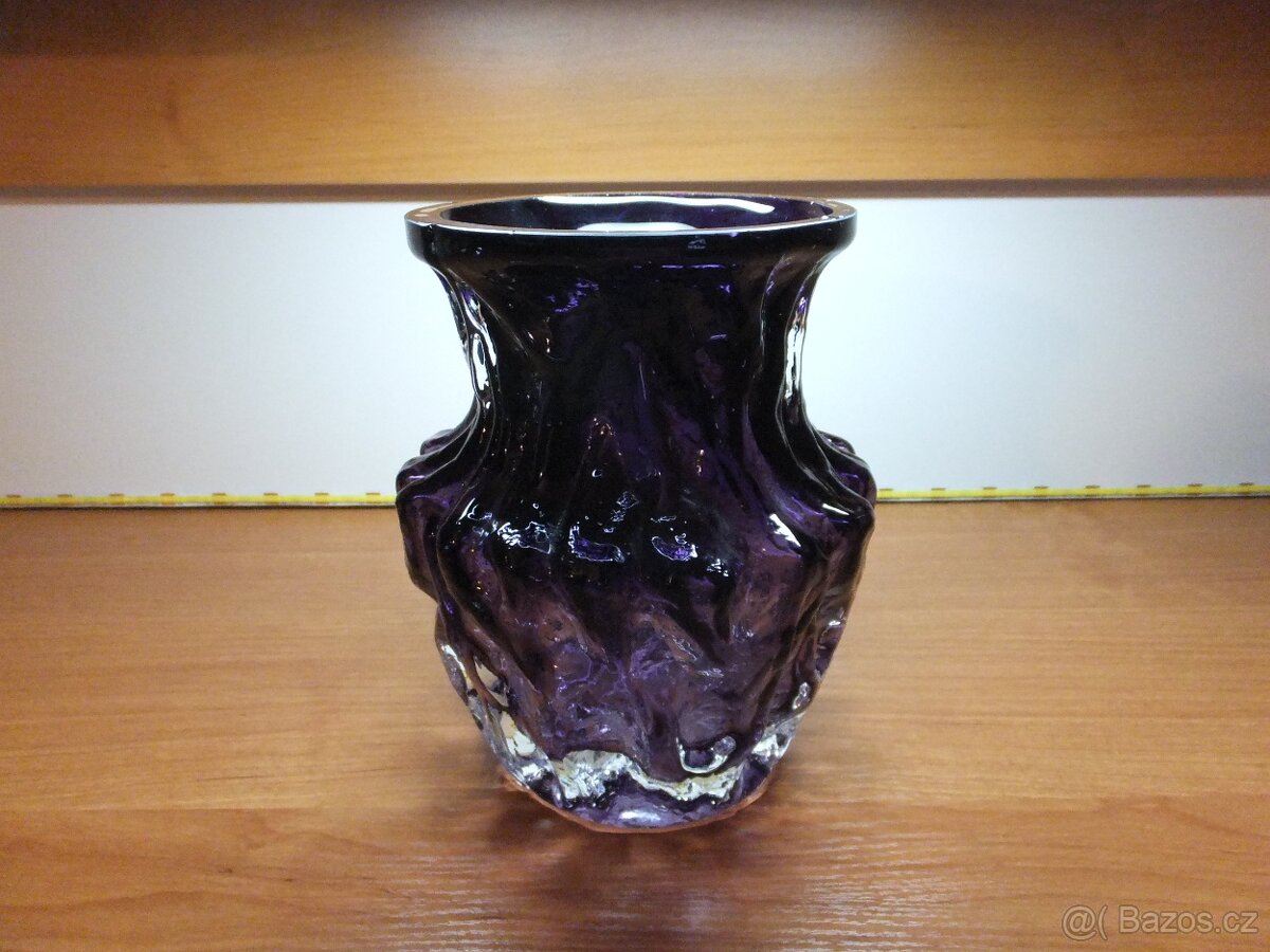 Kurt Wokan, masivní váza ametyst, INGRID 1960-70, Rakousko.
