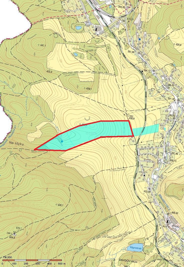 K prodeji pozemek trvalý travní porost v obci Mikulášovice.