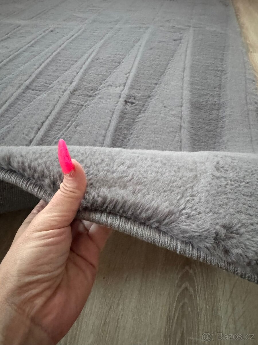 Šedý hebký koberec s vysokým vlasem 160x230 cm - 10