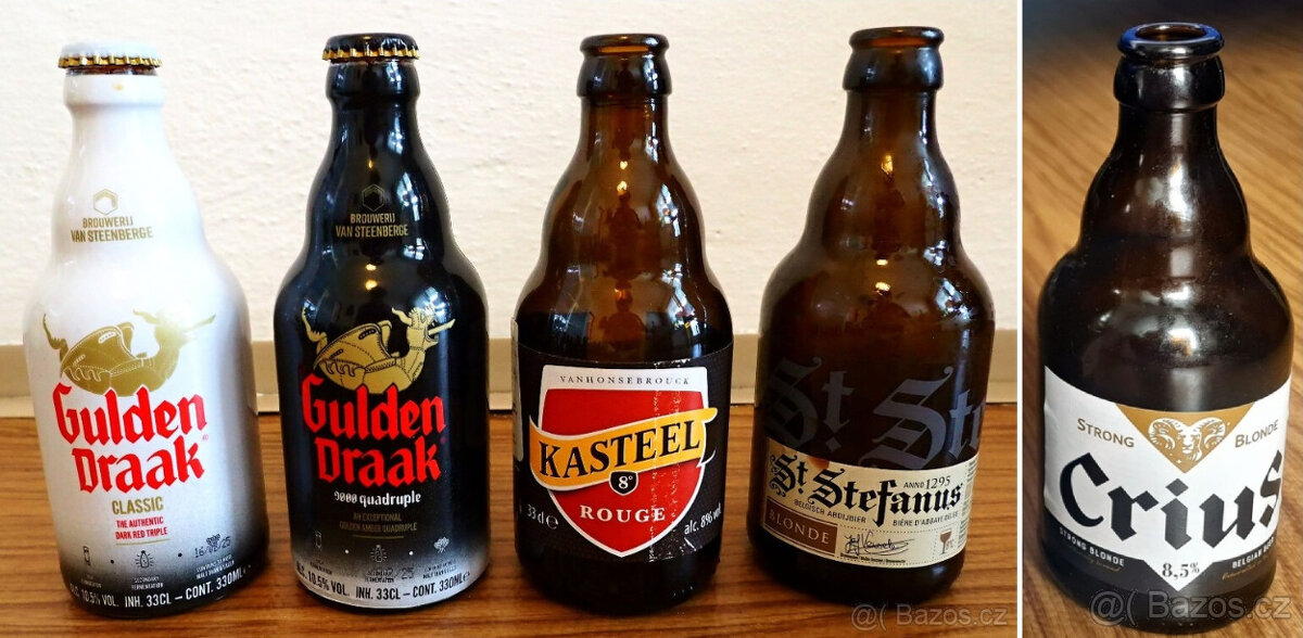 Sběratelské pivní lahve + plechovky: UK,DE,IT,HR,B,DK,GR,USA - 10