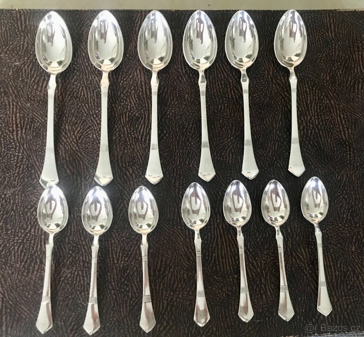 starožitné lžičky Sandrik Alpaka 13ks - 10