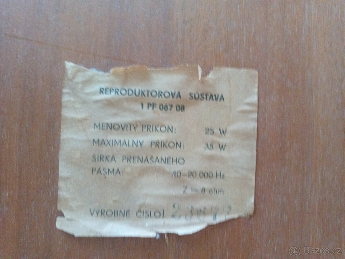 Reproduktory Tesla 1PF 067 08 - 10